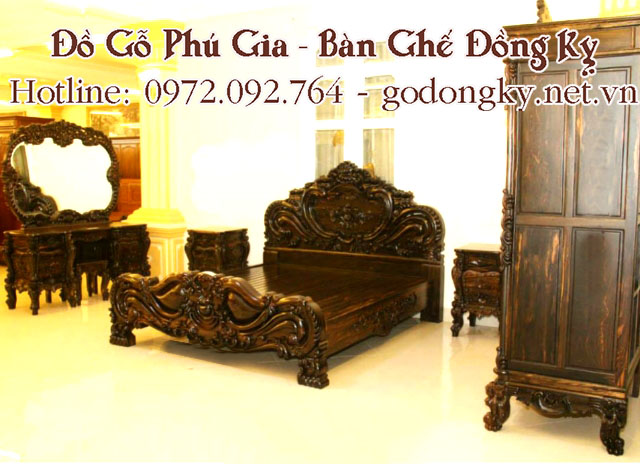 mẫu giường ngủ gỗ mun đẹp